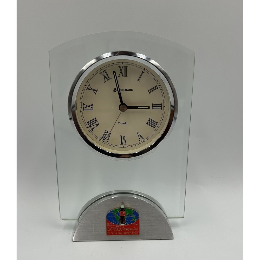 Coca Cola Enterprises‎ 1986-1996 10th Anniversary Plaque Mantle Desk Shelf Clock